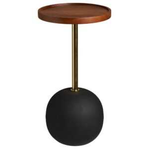 Nordic Living Hnědý dřevěný odkládací stolek Rone 30 cm