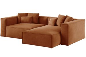 Cosmopolitan Design Terakotově oranžová sametová rohová pohovka Aveiro 254 cm