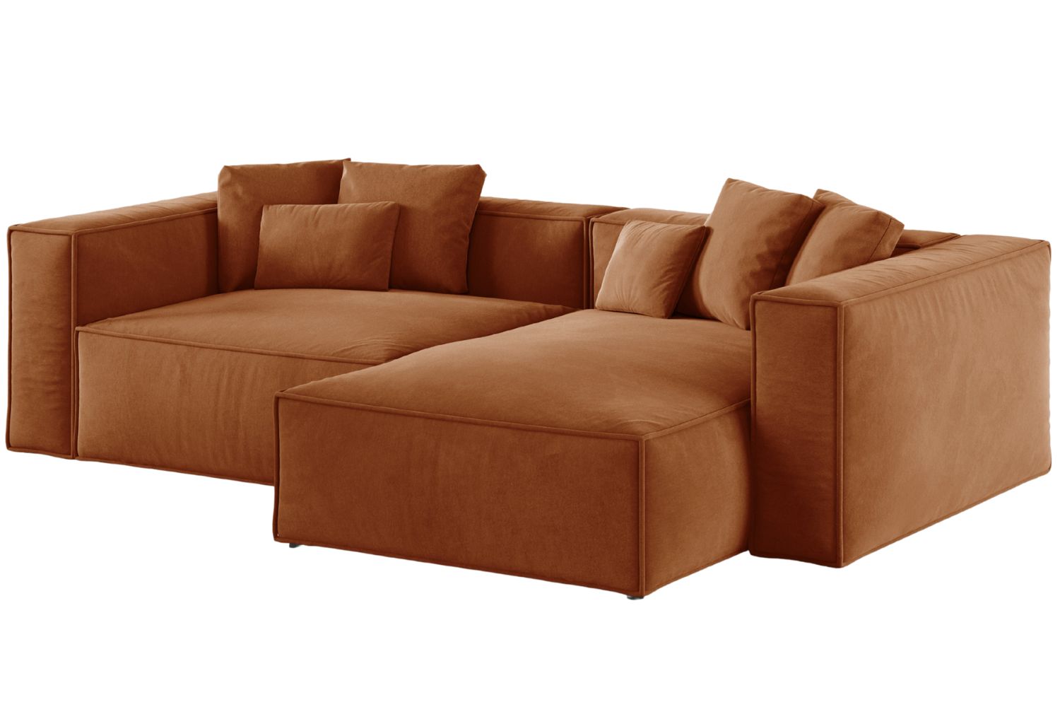 Cosmopolitan Design Terakotově oranžová sametová rohová pohovka Aveiro 254 cm