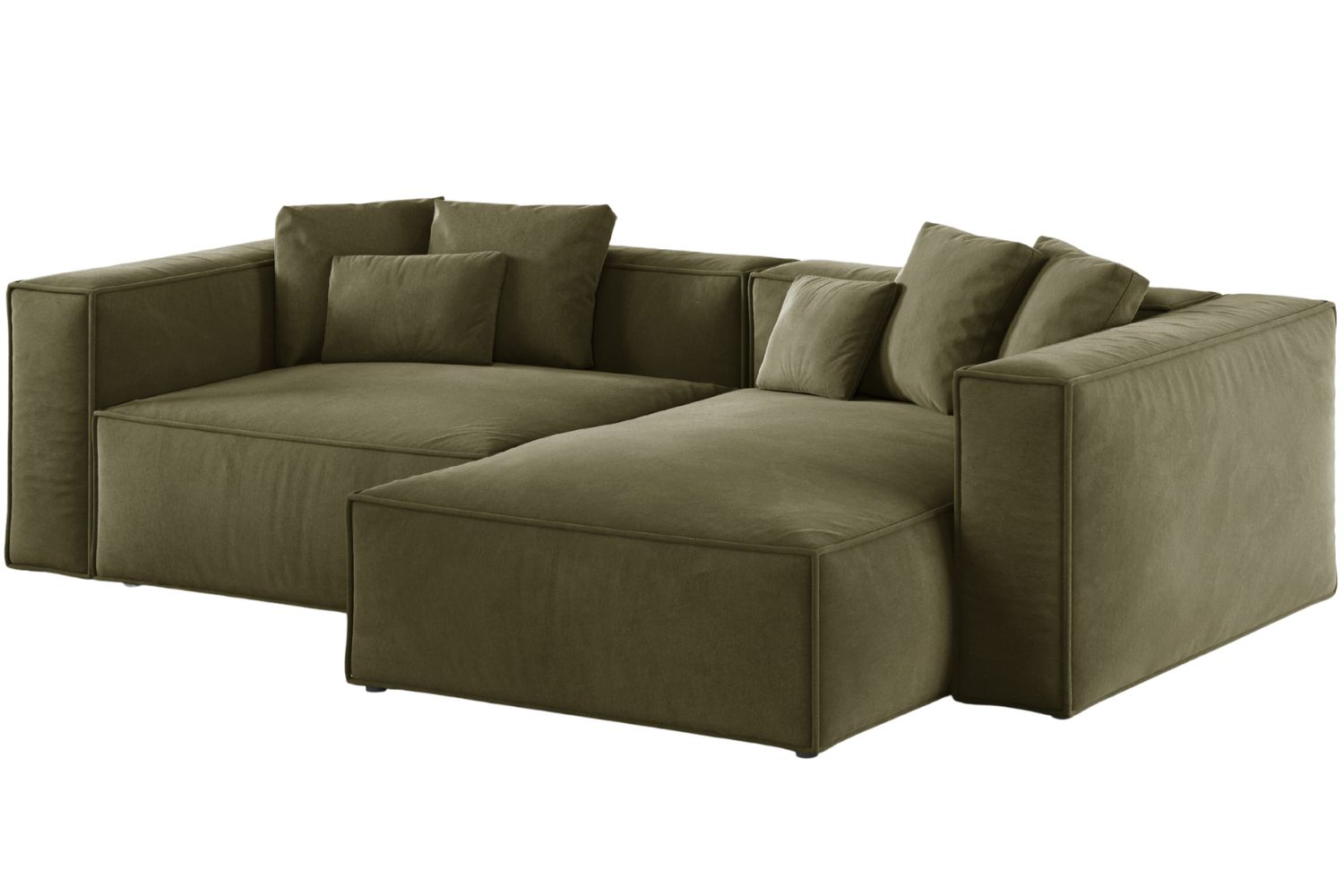 Cosmopolitan Design Zelená sametová rohová pohovka Aveiro 254 cm