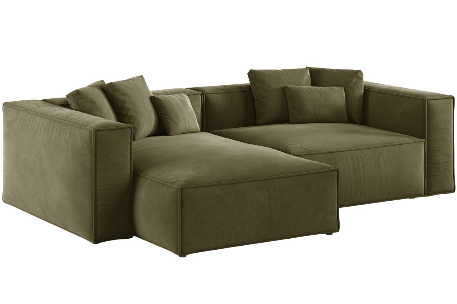 Cosmopolitan Design Zelená sametová rohová pohovka Aveiro 254 cm