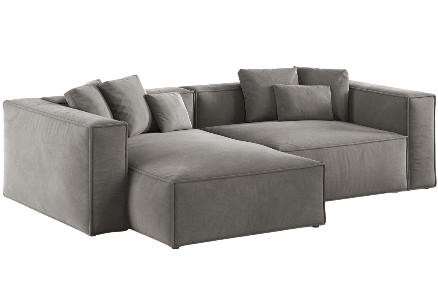 Cosmopolitan Design Šedá sametová rohová pohovka Aveiro 254 cm
