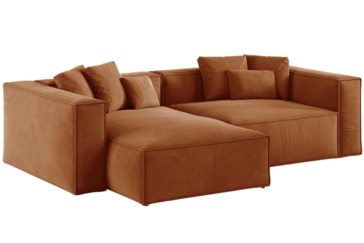 Cosmopolitan Design Terakotově oranžová sametová rohová pohovka Aveiro 254 cm