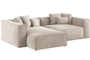 Cosmopolitan Design Světle béžová sametová rohová pohovka Aveiro 254 cm