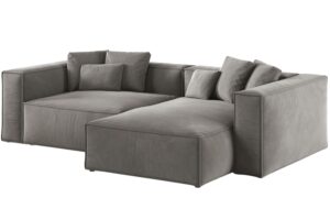 Cosmopolitan Design Šedá sametová rohová pohovka Aveiro 254 cm