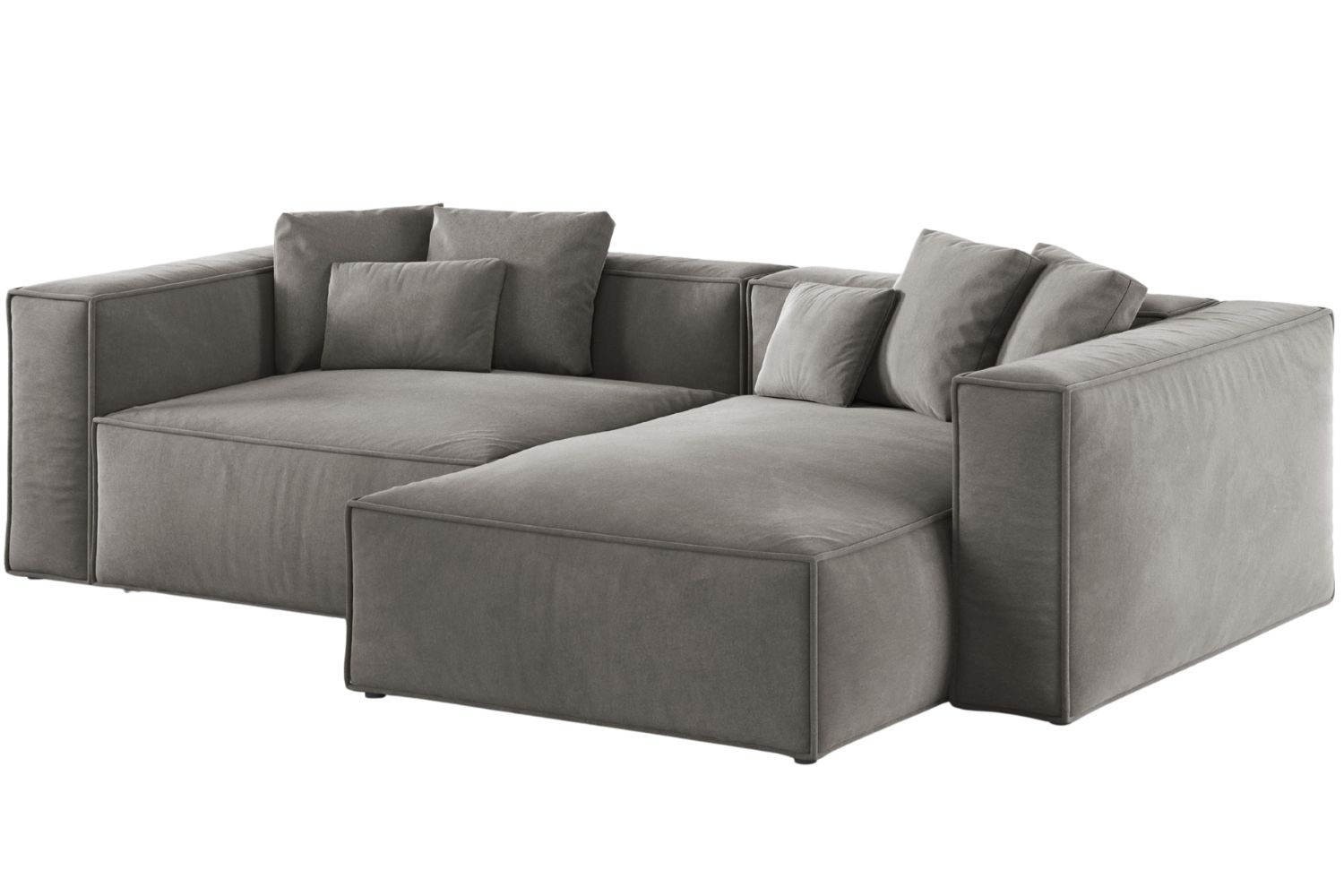 Cosmopolitan Design Šedá sametová rohová pohovka Aveiro 254 cm