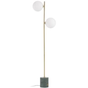 Kave Home Matně bílá skleněná stojací lampa Lonela 161 cm s mramorovou podstavou