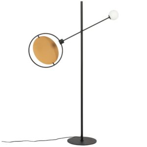 Zuiver Černo zlatá kovová stojací lampa SIRIUS 141 cm