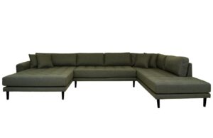 Nordic Living Olivově zelená rohová pohovka Limo 370 cm