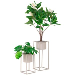 Nordic Living Set dvou béžových kovových květináčů Phoibe 51/17 cm