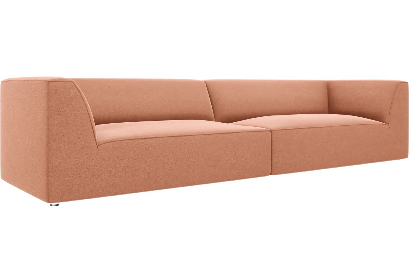 Micadoni Růžová sametová pohovka Ruby 302 cm