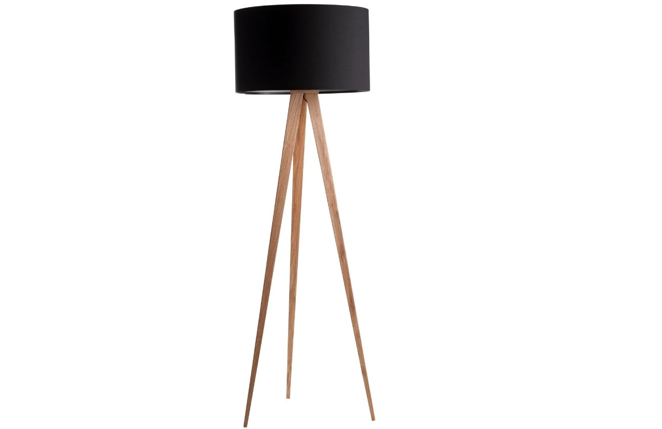 Zuiver Přírodní stojací lampa TRIPOD s černým stínidlem