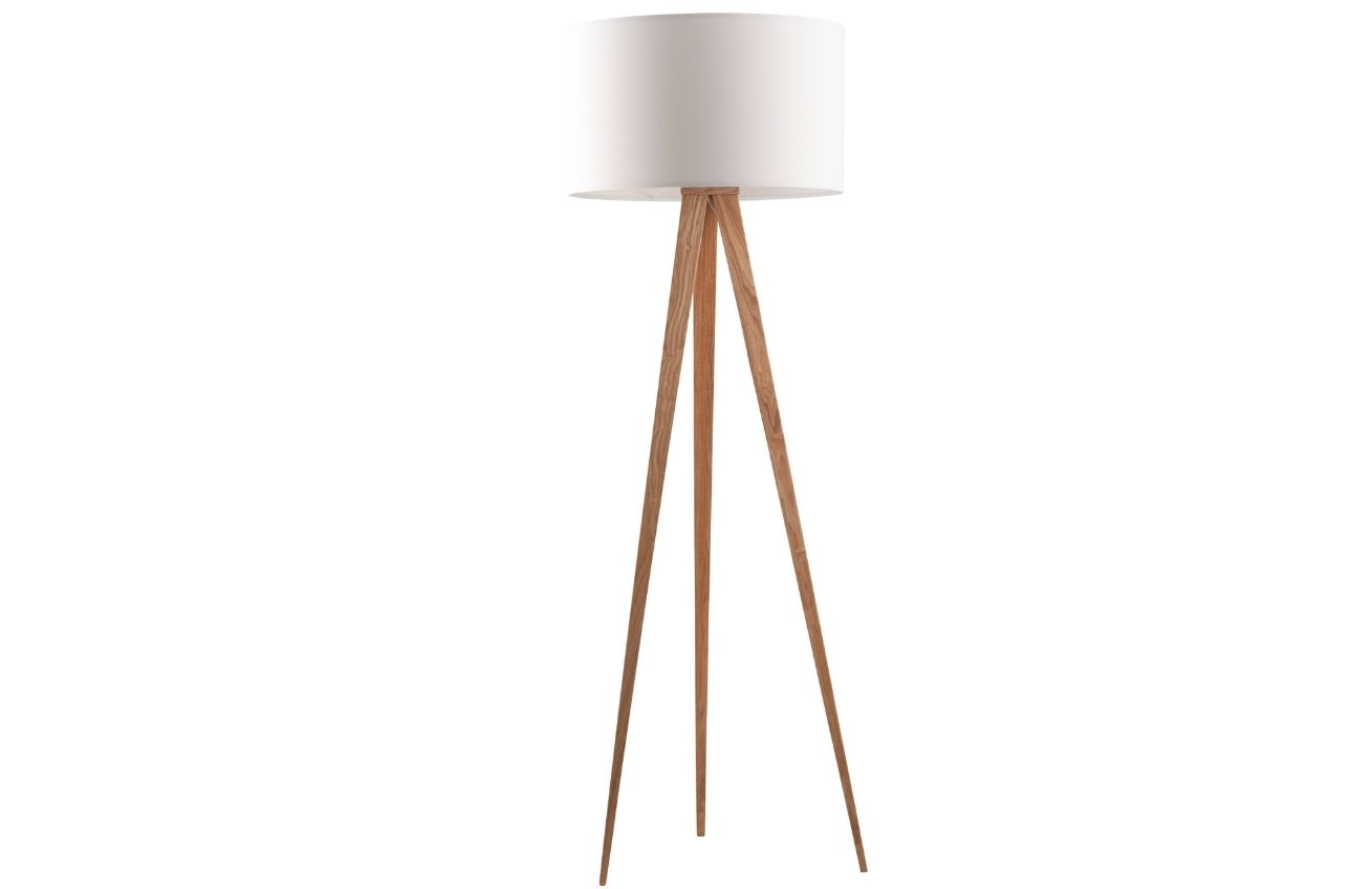 Zuiver Přírodní stojací lampa TRIPOD s bílým stínidlem