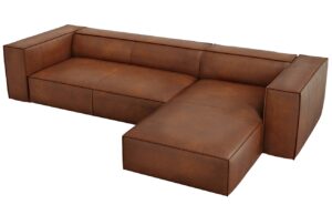Windsor & Co Koňakově hnědá kožená rohová pohovka Madame 290 cm