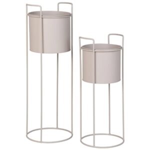 Nordic Living Set dvou béžových kovových květináčů Rabano 18/22 cm