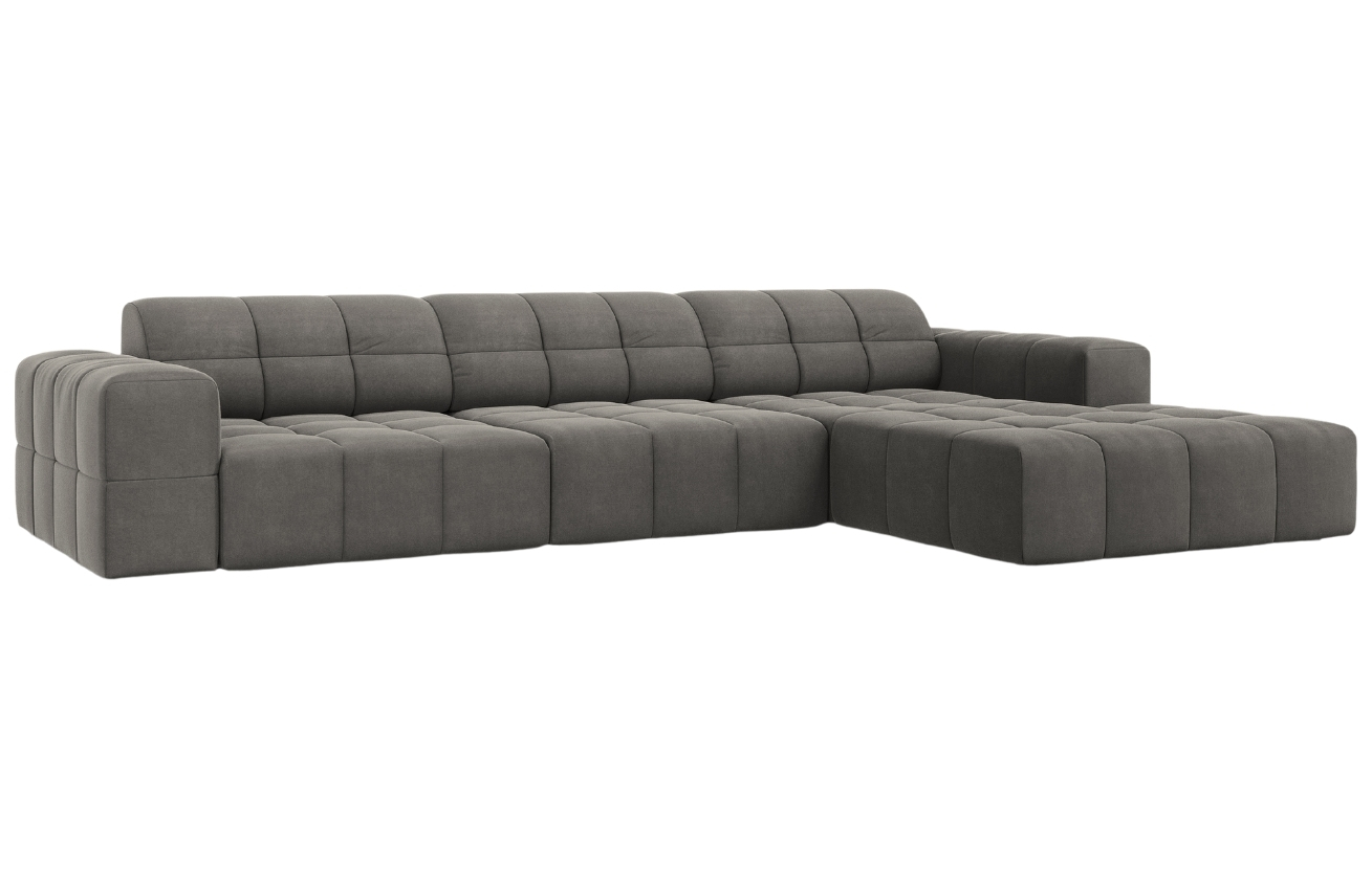 Cosmopolitan Design Šedá sametová rohová pohovka Chicago 284 cm