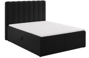 Micadoni Černá sametová boxspring postel Kelp 180 x 200 cm