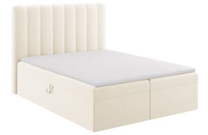 Micadoni Béžová sametová boxspring postel Kelp 180 x 200 cm