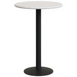Kave Home Bílý terrazzo zahradní barový stůl Saura 70 cm s černou podnoží