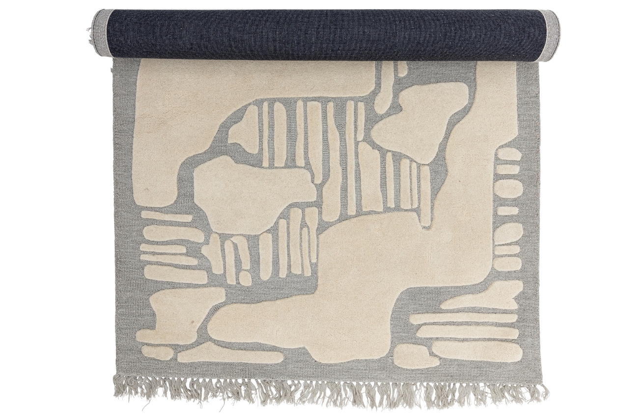 Bloomingville Šedý vlněný koberec Napoli 140 x 200 cm