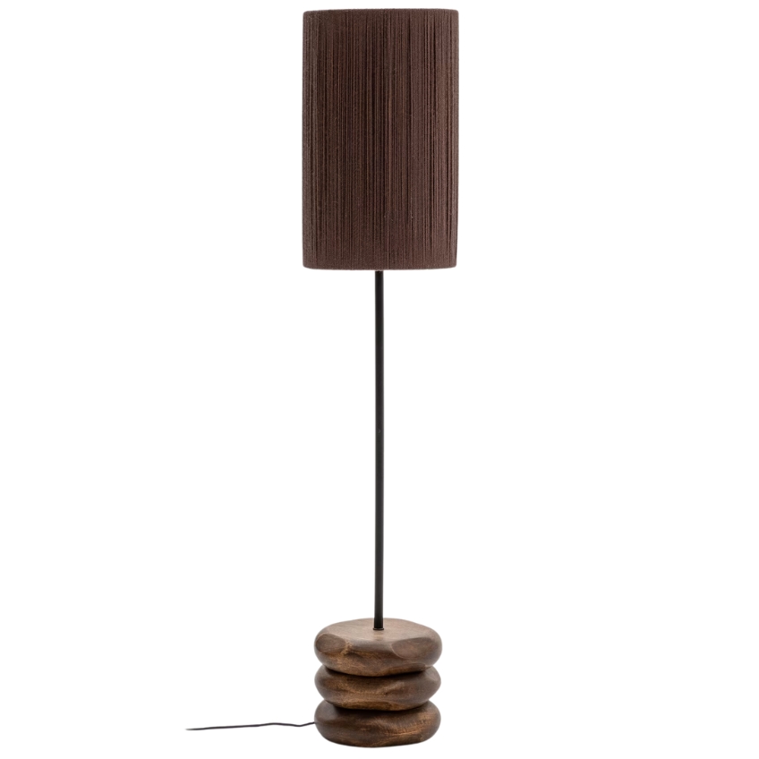 Kave Home Tmavá dřevěná stojací lampa Kor 146 cm