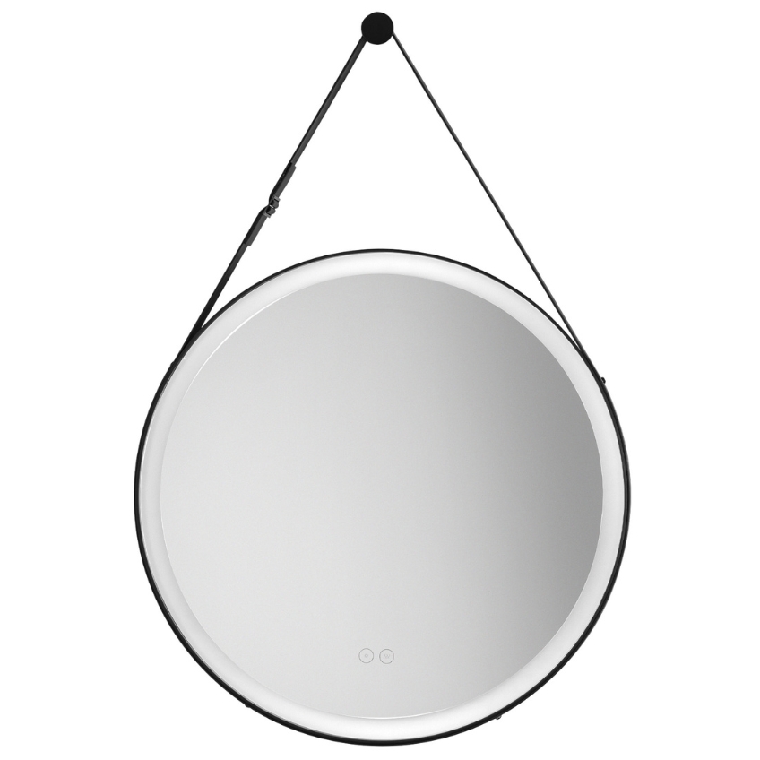 Nova Luce Černé závěsné zrcadlo s LED osvětlením Rems 85 x 64 cm