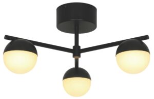 Nordlux Opálově bílé skleněné stropní světlo Contina s černou základnou 49 cm