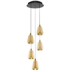 Nova Luce Zlaté skleněné závěsné LED světlo Alish 33 cm