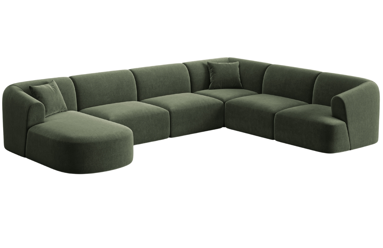 Cosmopolitan Design Zelená sametová rohová pohovka Campi 330 cm
