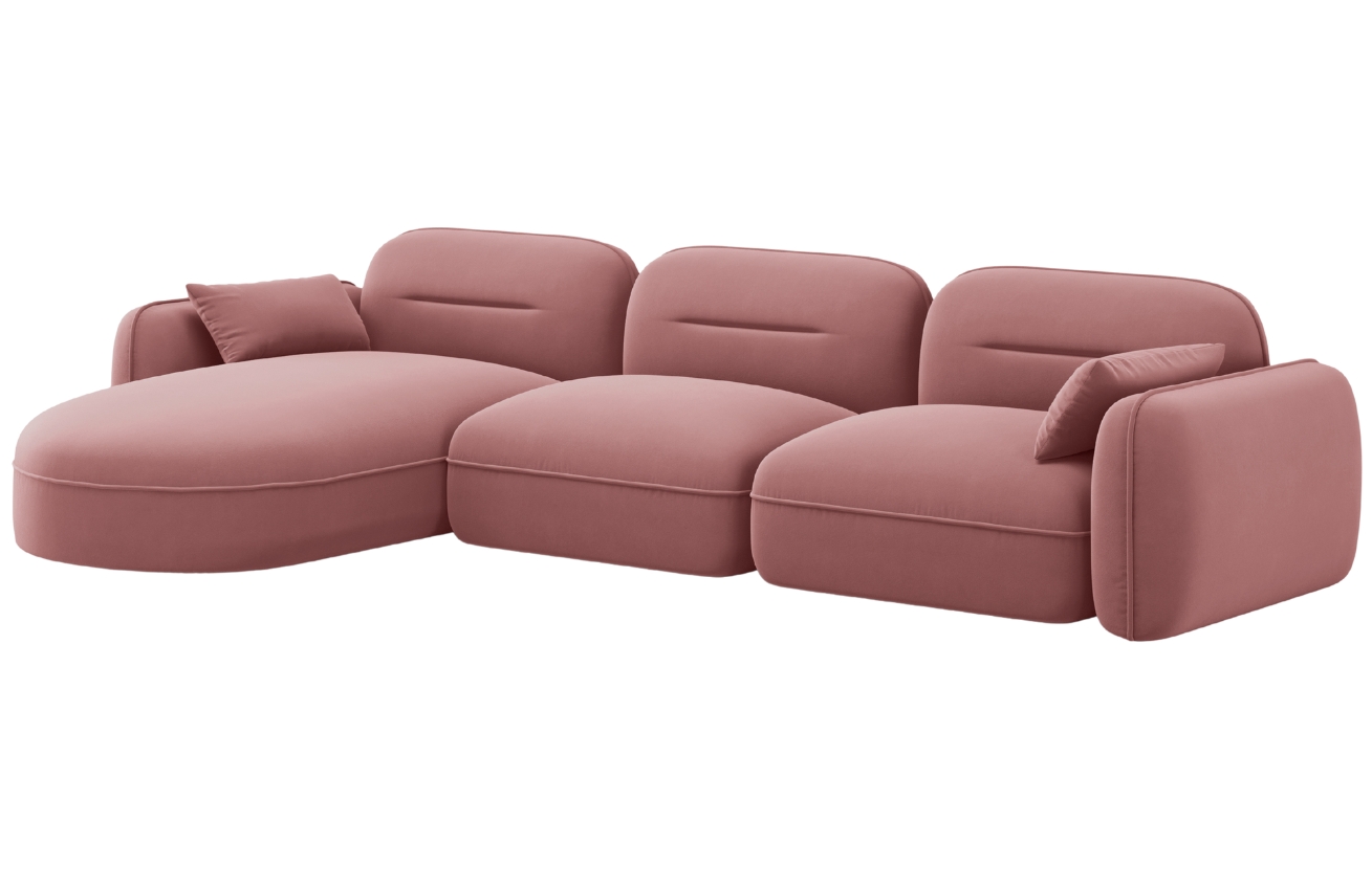 Cosmopolitan Design Růžová sametová rohová pohovka Sydney 320 cm