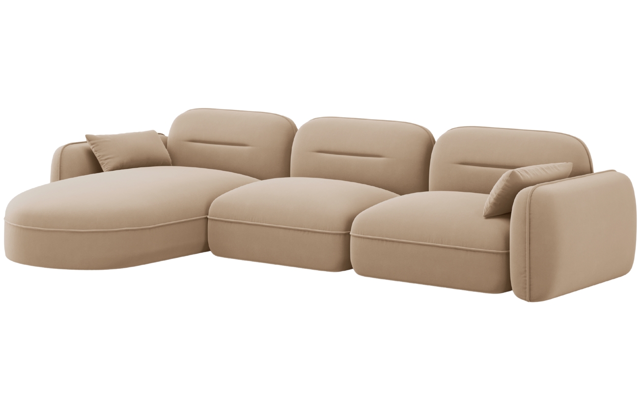 Cosmopolitan Design Pískově hnědá sametová rohová pohovka Sydney 320 cm