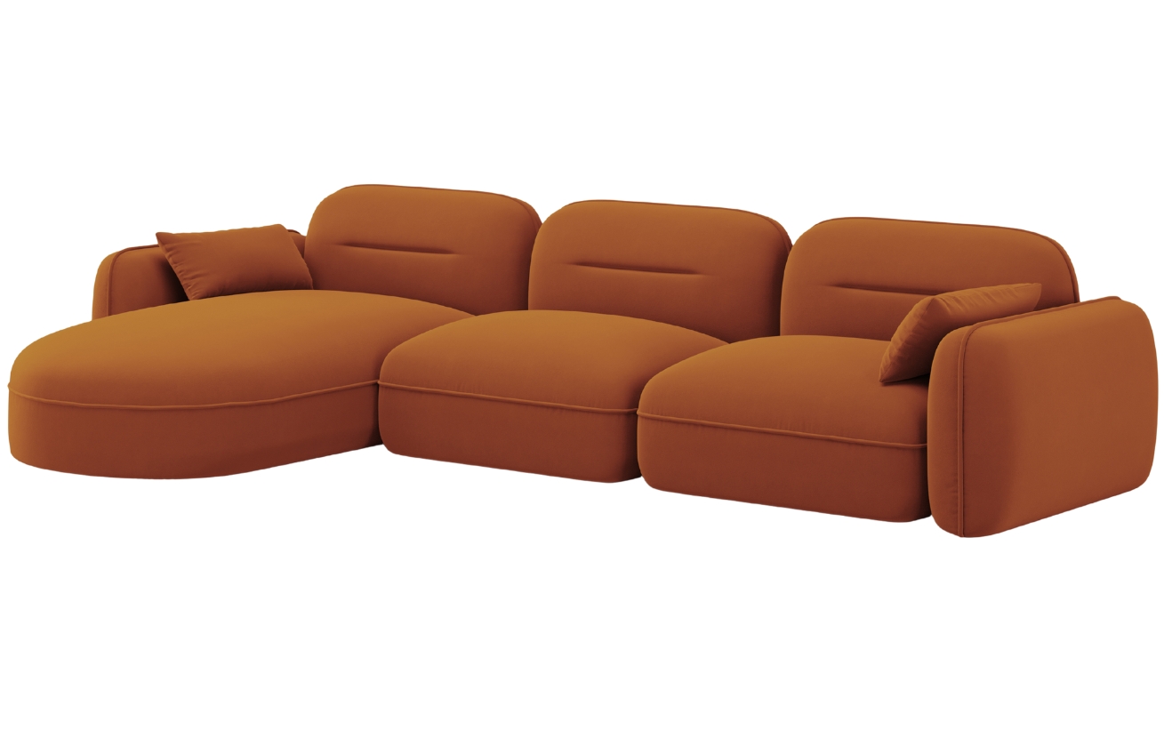 Cosmopolitan Design Terakotově oranžová sametová rohová pohovka Sydney 320 cm