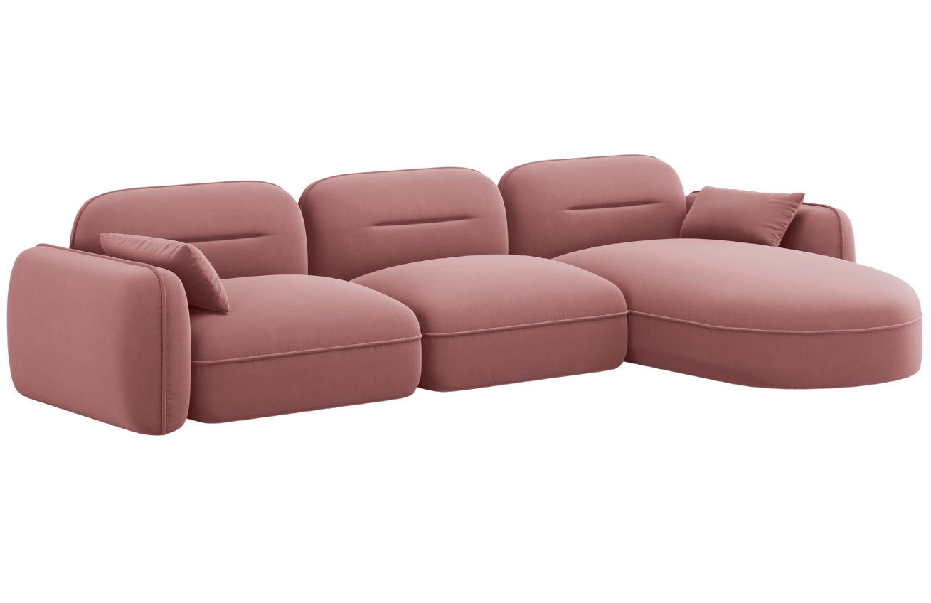 Cosmopolitan Design Růžová sametová rohová pohovka Sydney 320 cm