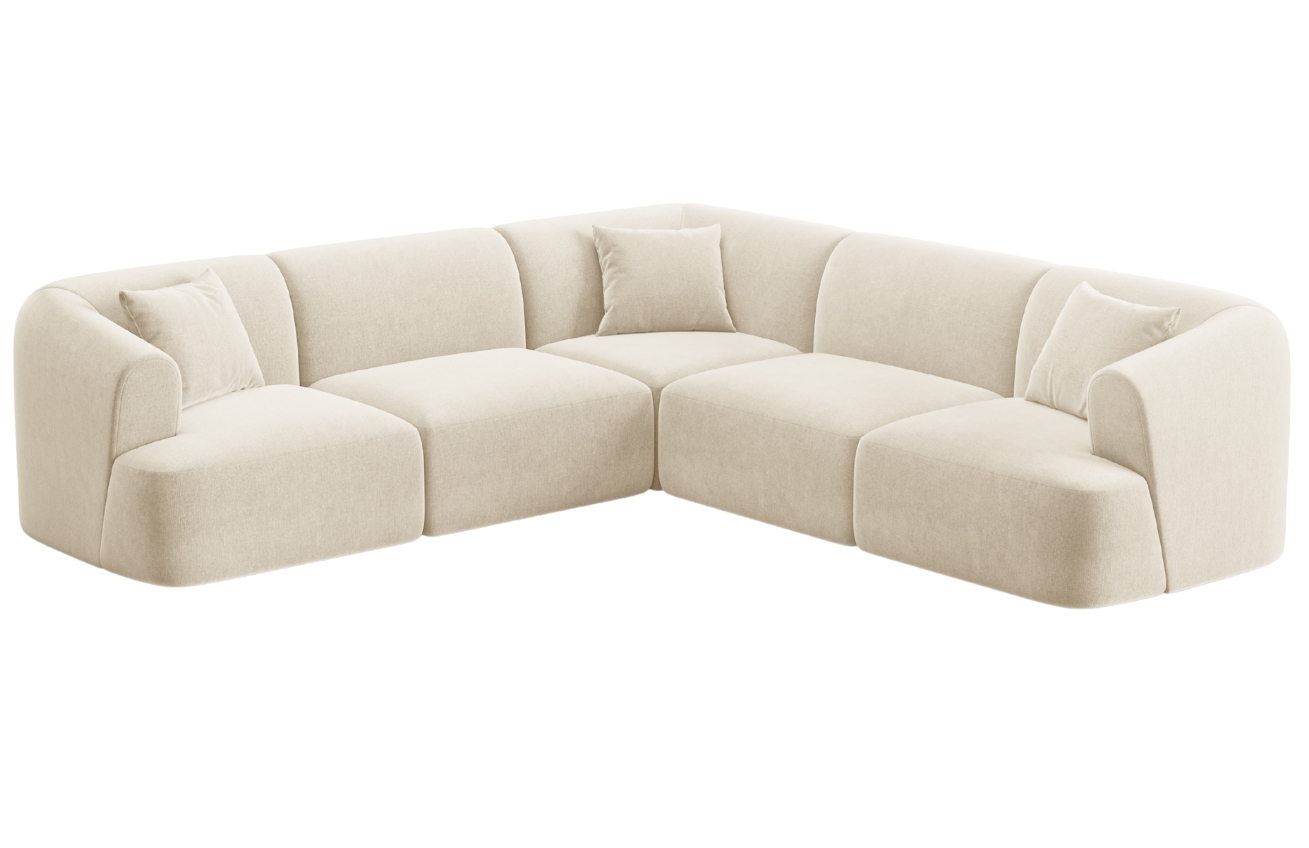 Cosmopolitan Design Světle béžová sametová rohová pohovka Campi 255 cm