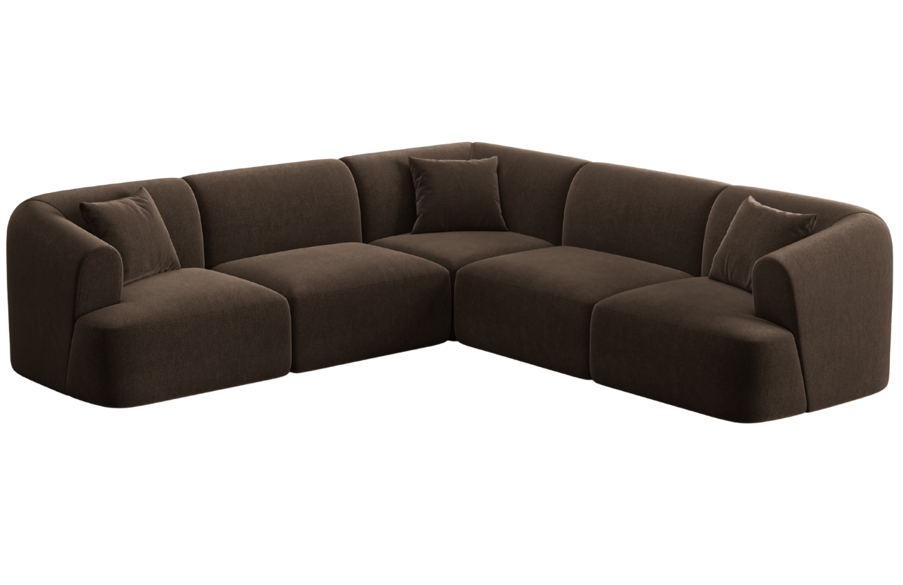 Cosmopolitan Design Tmavě hnědá sametová rohová pohovka Campi 255 cm