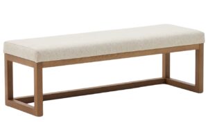 Kave Home Ořechová lavice Loya 128 cm s béžovým sedákem