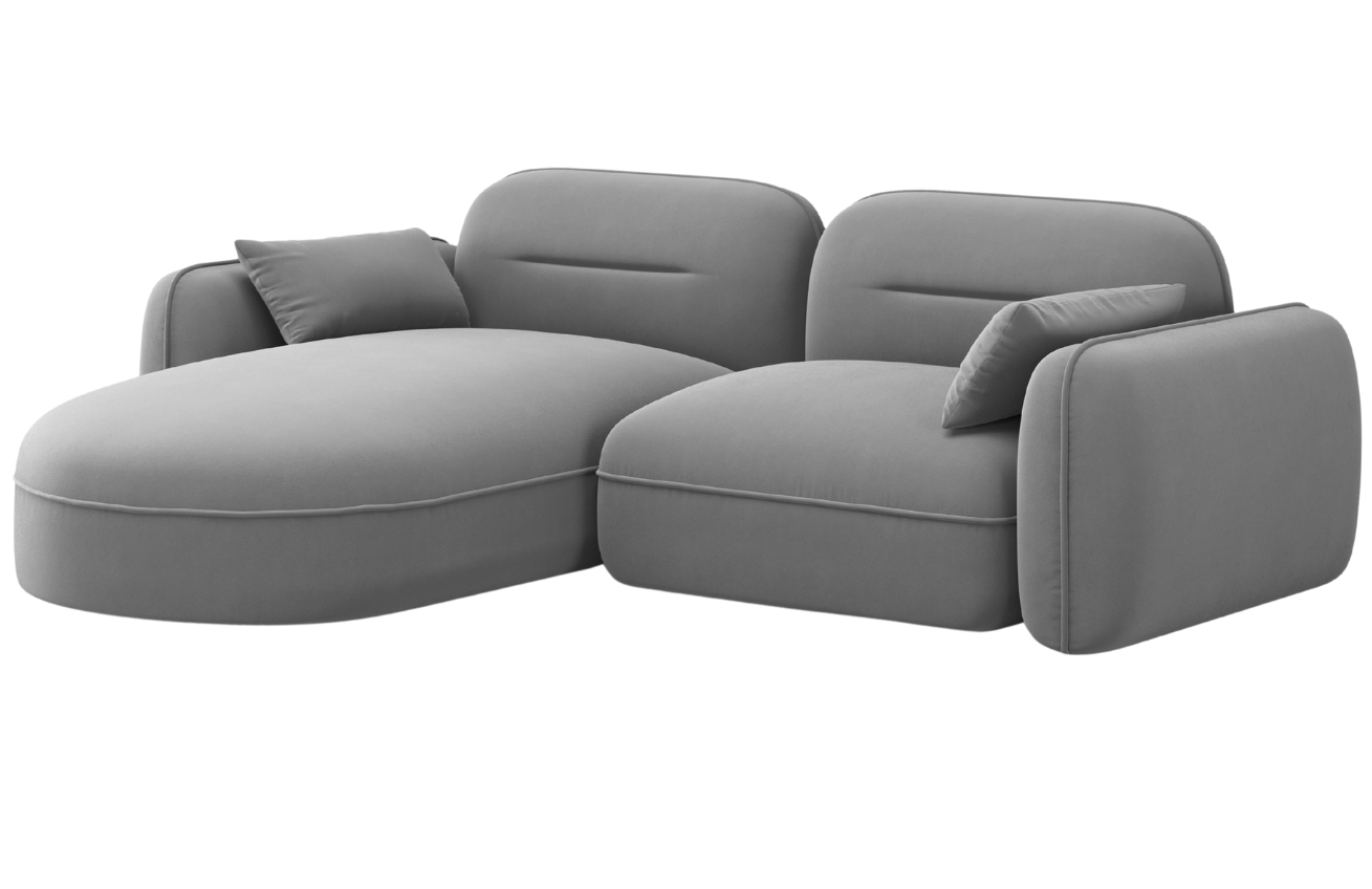 Cosmopolitan Design Šedá sametová rohová pohovka Sydney 230 cm