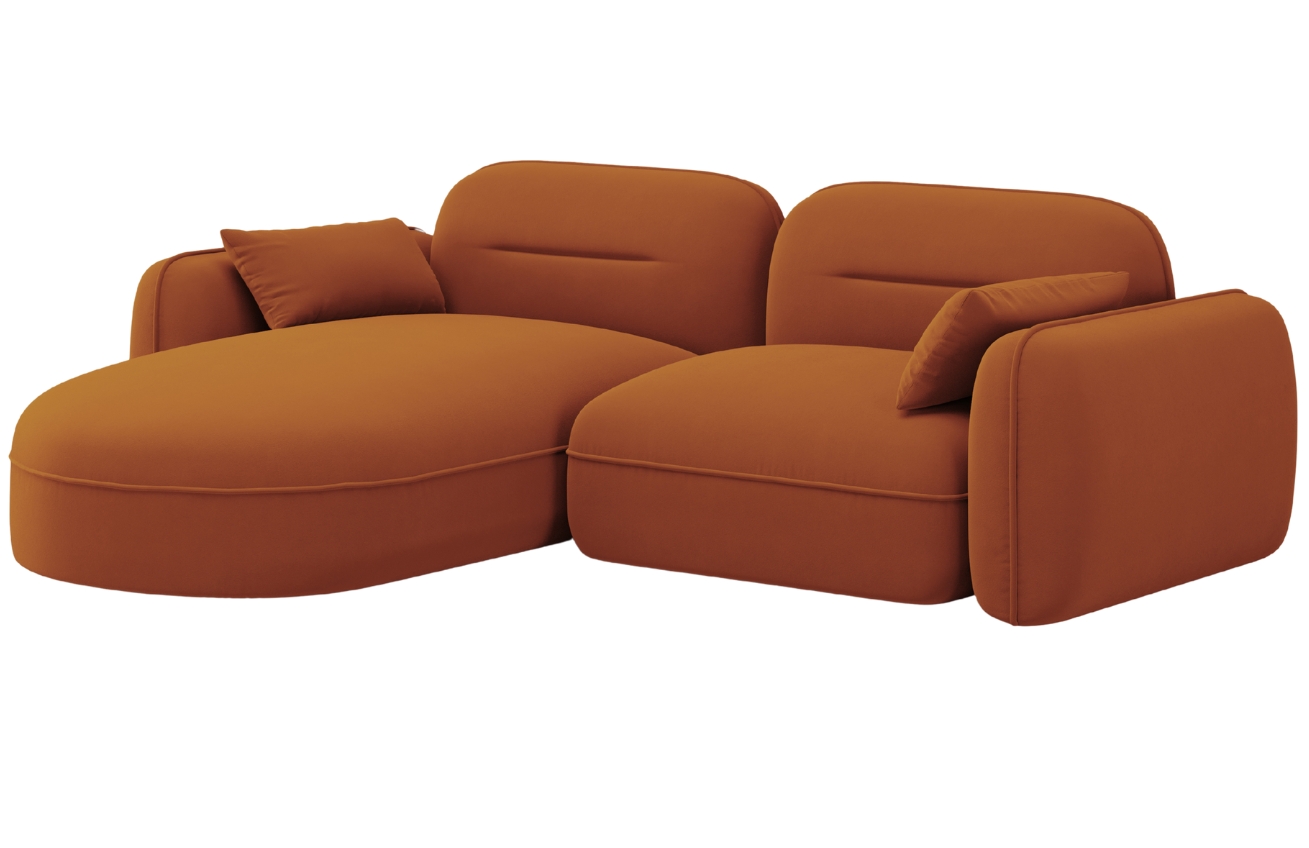 Cosmopolitan Design Terakotově oranžová sametová rohová pohovka Sydney 230 cm