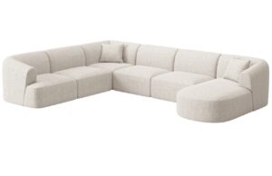 Cosmopolitan Design Světle béžová čalouněná rohová pohovka Campi 330 cm