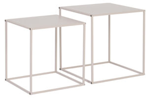 Bizzotto Set dvou béžových kovový odkládací stolků Alrik 34x34 / 38x38 cm