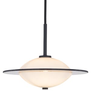 Halo Design Opálově bílé skleněné závěsné světlo Orbit 24 cm s černým zavěšením