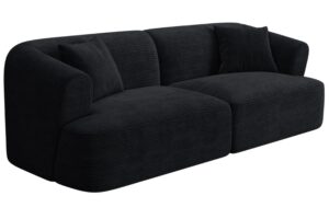 Cosmopolitan Design Černá manšestrová trojmístná pohovka Campi 220 cm