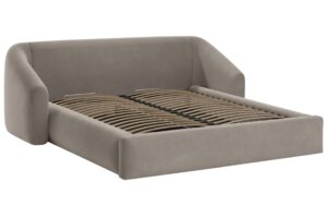 Cosmopolitan Design Hnědá sametová dvoulůžková postel Campi 180 x 200 cm s úložným prostorem
