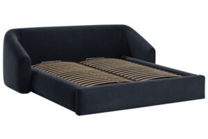Cosmopolitan Design Tmavě modrá sametová dvoulůžková postel Campi 180 x 200 cm s úložným prostorem