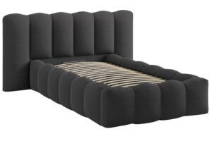 Micadoni Tmavě šedá postel Lupine 90 x 200 cm s úložným prostorem