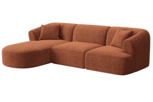 Cosmopolitan Design Terakotově oranžová manšestrová rohová pohovka Campi 256 cm