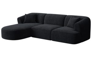 Cosmopolitan Design Černá manšestrová rohová pohovka Campi 256 cm