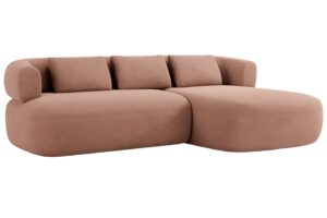 Windsor & Co Růžová sametová rohová pohovka Aldrin 225 cm