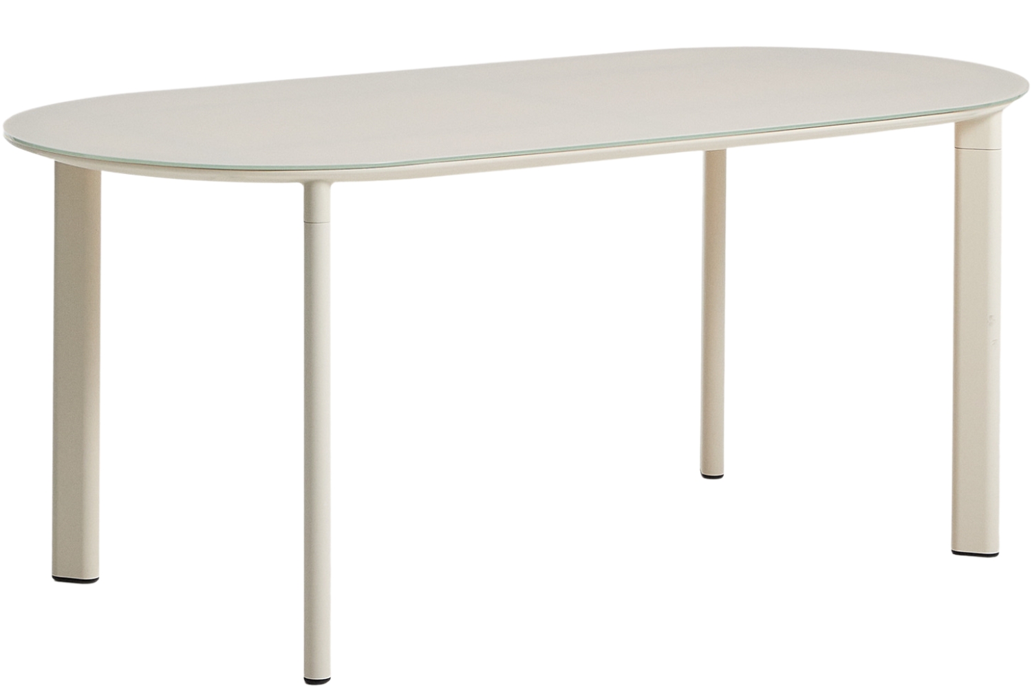 Kave Home Krémový zahradní jídelní stůl Erice 180 x 90 cm se skleněnou deskou