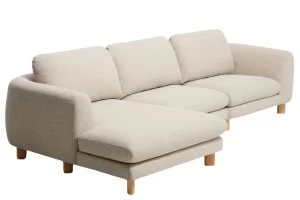Kave Home Béžová čalouněná rohová pohovka Vera 322 cm s dubovou podnoží